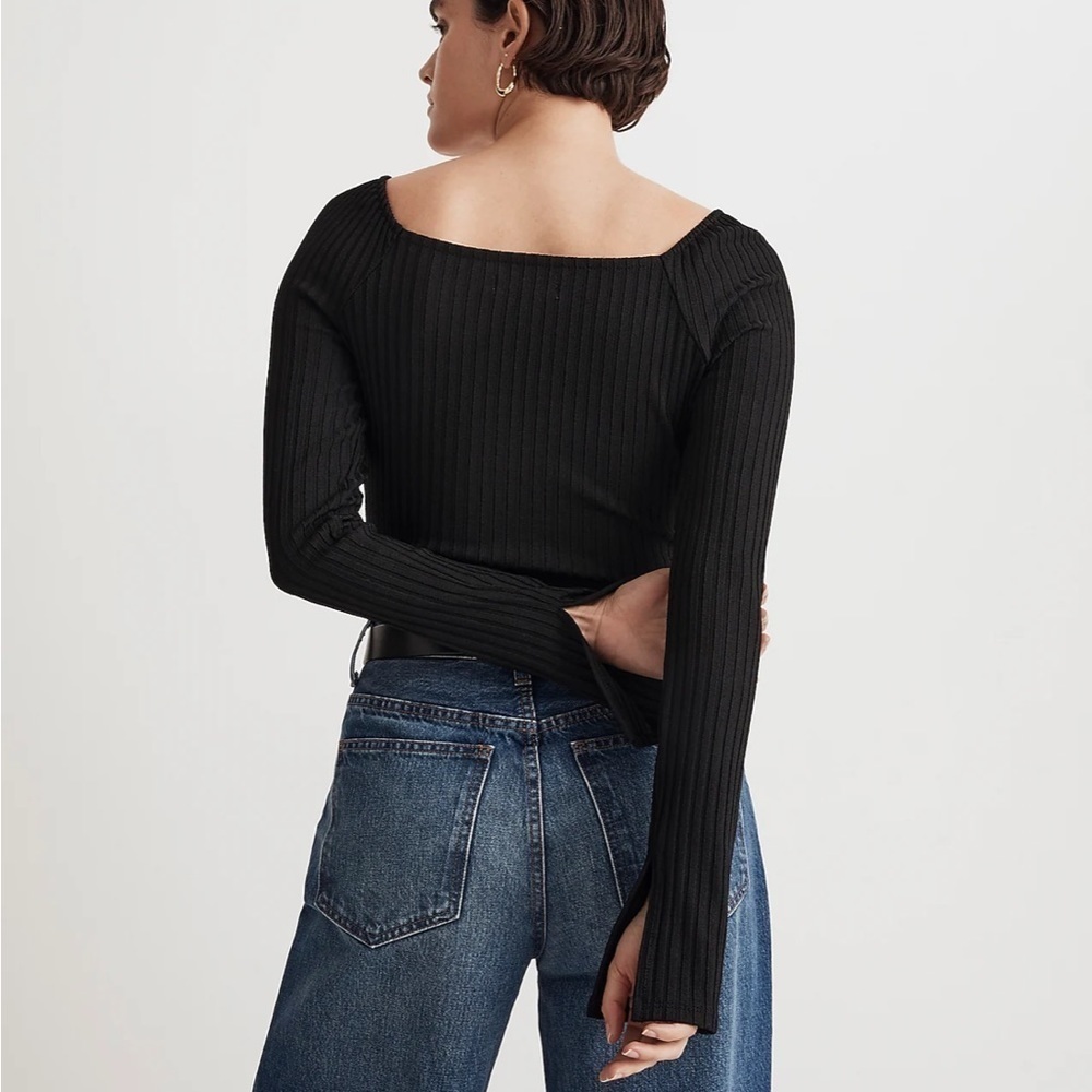 Madewell Ribbed Square-Neck Long-Sleeve Tee black - Picture 3 of 5